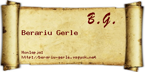 Berariu Gerle névjegykártya